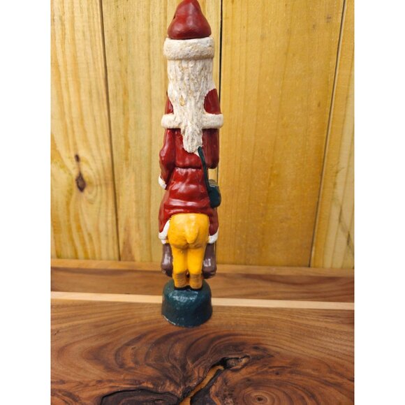 Vintage Old World Santa Claus Candlestick Holder Riding Reindeer Ceramic Figurin - Picture 12 of 14